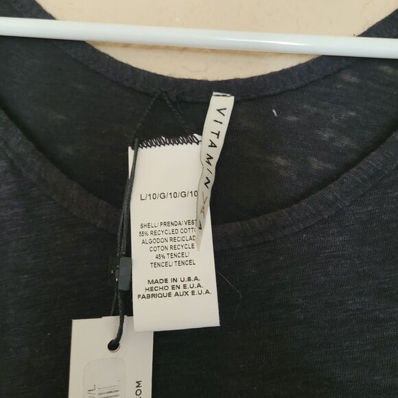 Vitamin A Cover Up Dress Size Large Black Cotton Tencel Side Slit Tie Beach Nwt - Picture 3 of 7